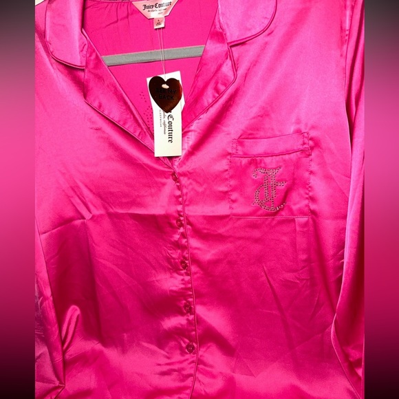 Juicy Couture Satin Silk Pink Pajama Set in Size Large - Picture 7 of 9